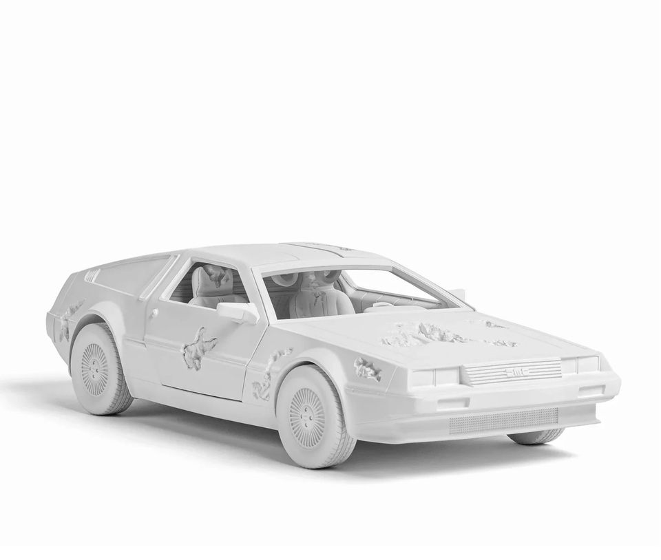 Daniel Arsham Eroded Delorean Sculpture White