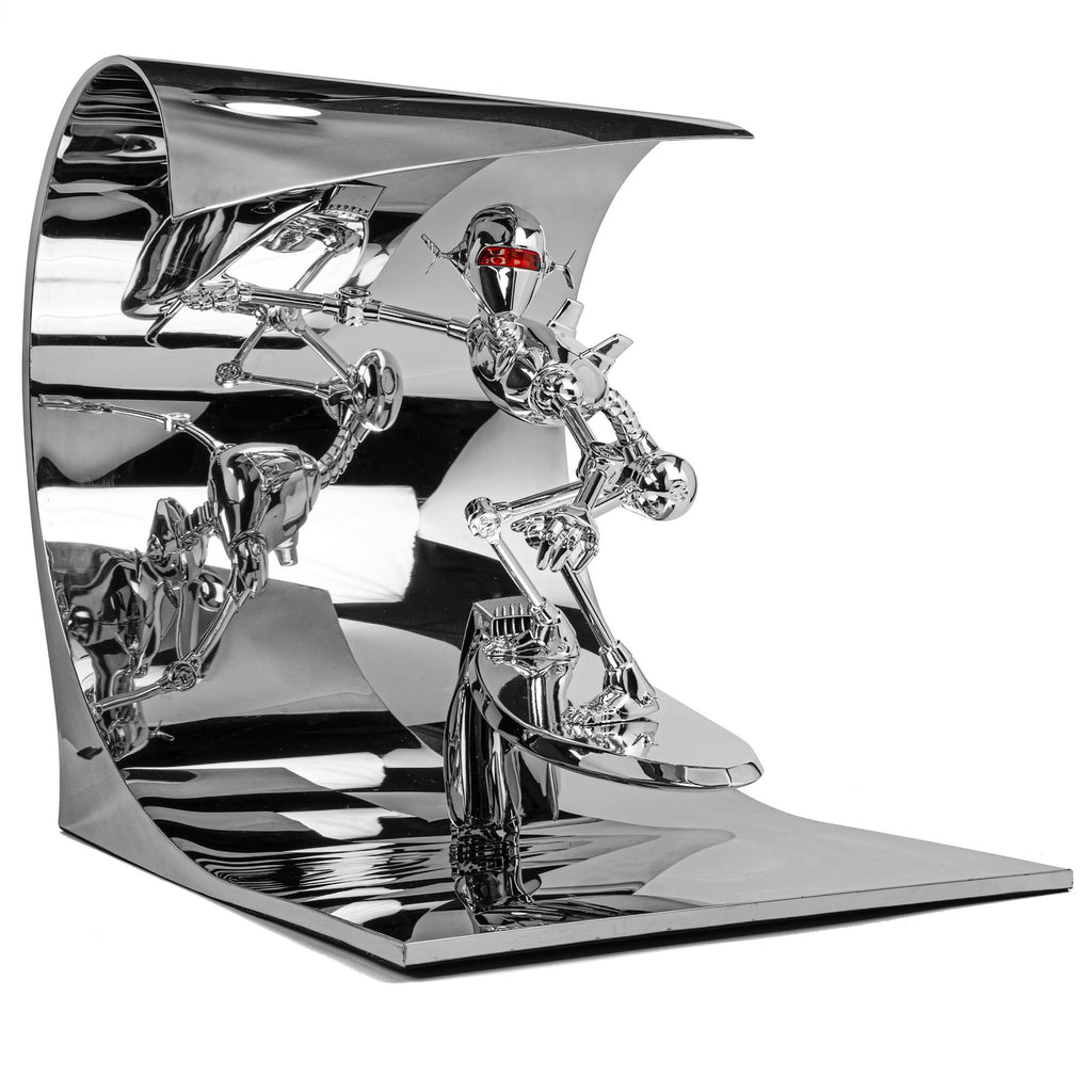 Hajime Sorayama Classic Robot Surf Sculpture Silver