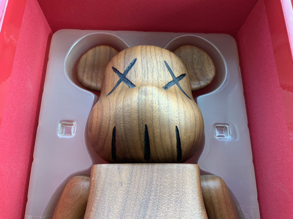 KAWS X BE@RBRICK BWWT 400% Karimoku Wood Sculpture - archives