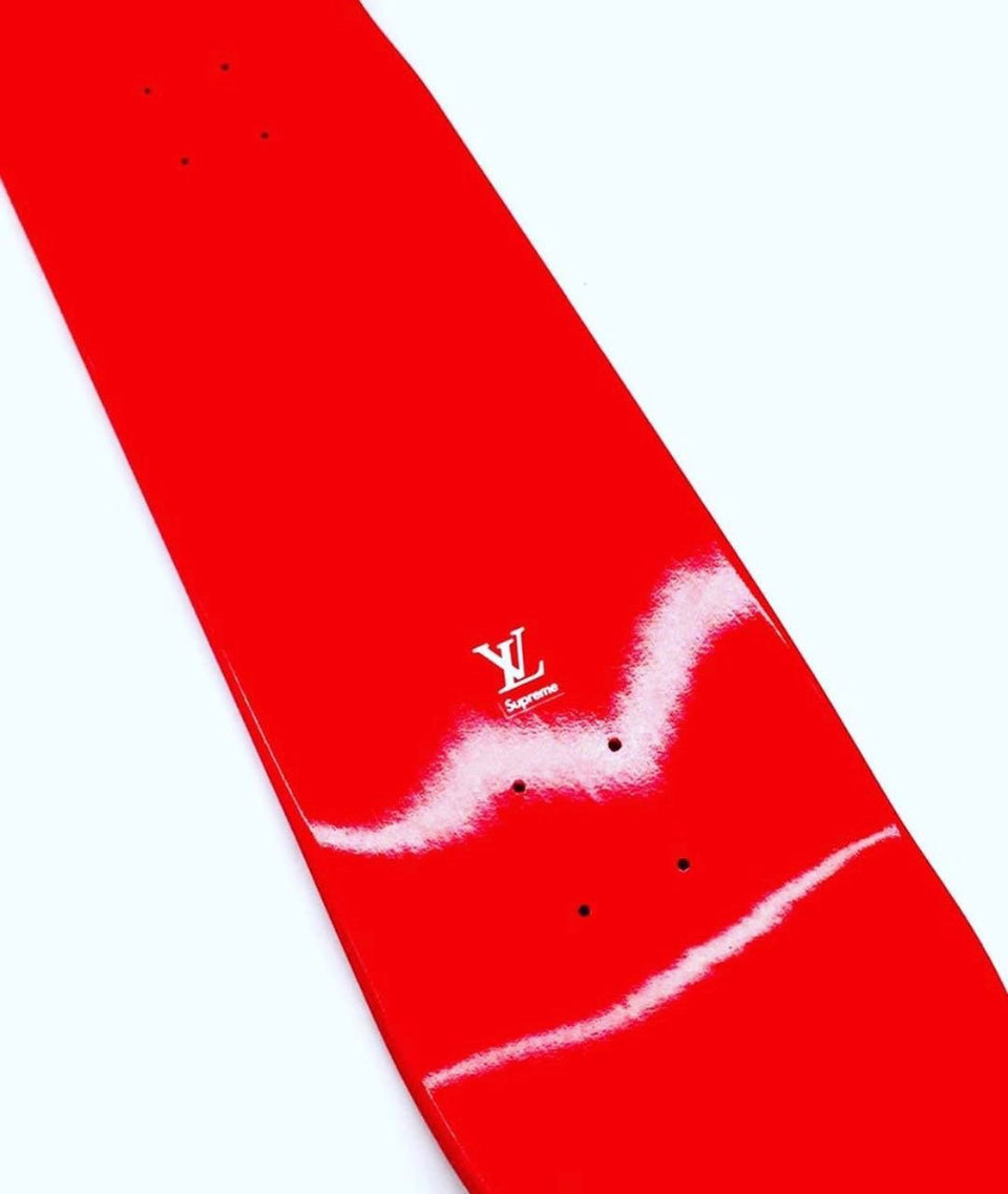 A LOUIS VUITTON X SUPREME RED CLASSIC MONOGRAM SKATEBOARD, SUPREME, 2017