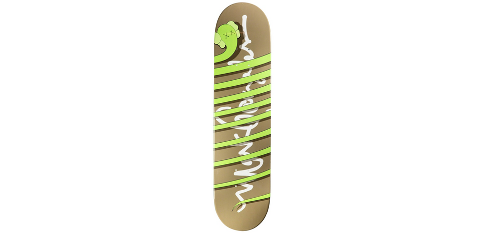 KAWS Krooked Green Bendy Skateboard Deck Multi